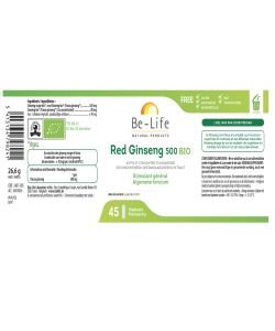 Red Ginseng 500 BIO, 45 gélules